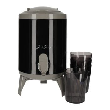 JENS Living Sapdispenser Set met 4 Bekers Zwart – 4 Liter