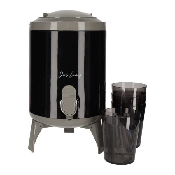 JENS Living Sapdispenser Set met 4 Bekers Zwart – 4 Liter
