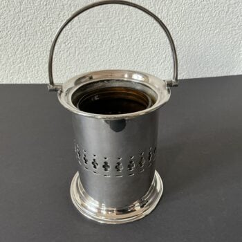 EPNS verzilverde kaarsenhouder met glazen inzet – vintage sfeerlicht – ca. 1930–1950
