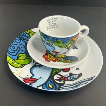 Josien Broeren Cadeauset – Koffiekopje 0,16L met Bordje 14 cm en Inspirerende Quote