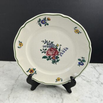 Villeroy & Boch Alt Strassburg gebaksbordje met roos | Vintage bloemenbordje 16,2 cm | Groene rand