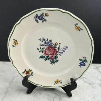 Villeroy & Boch Alt Strassburg gebaksbordje met roos | Vintage bloemenbordje 16,2 cm | Groene rand