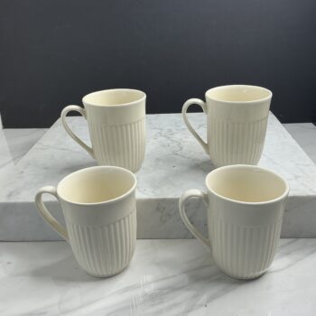 Wedgwood Edme mokjes set van 4 | Kleine crèmekleurige koffiebekers | Queen’s Ware aardewerk | 200 ml