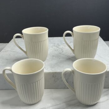 Wedgwood Edme mokjes set van 4 | Kleine crèmekleurige koffiebekers | Queen’s Ware aardewerk | 200 ml
