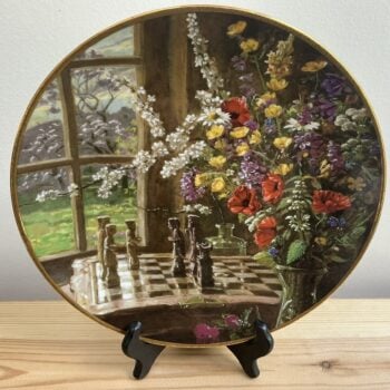 Royal Mosa Wandbord “Stilleven met schaakspel ” Kees van den Berg, Gelimiteerde Editie 1989, Porseleinen Sierbord met Certificaat