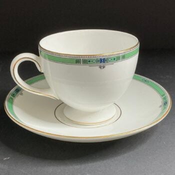 Vintage Wedgwood Jade Theekop met Schotel | Bone China Engeland