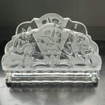 Vintage Kristallen Servethouder met Floraal Slijpwerk – Boheems Kristal – 15 cm
