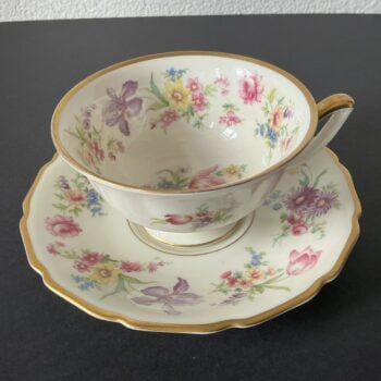 Thomas Ivory Bavaria Kop en Schotel – Bloemendecor met Goudrand