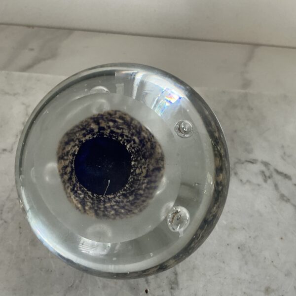 Vintage Uniek glazen presse-papier met luchtbellen en blauw/goud decor - Afbeelding 2