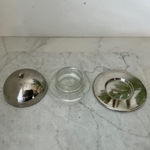 Vintage botervloot met verzilverde deksel (set van 2) - Afbeelding 3