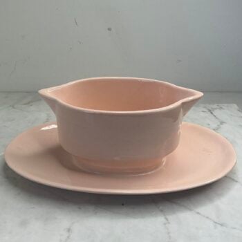 intage Longwy sauskom pastelroze met vast onderbord