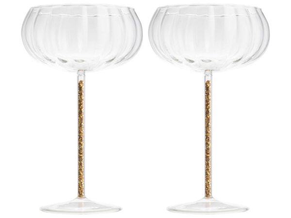 Gusta Cocktail Glas Glitter Goud Set van 2