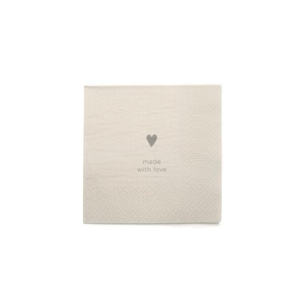 Leeff servetten beige "Made with love" 25x25cm