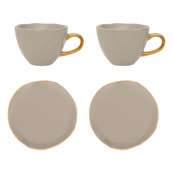 Urban Nature Culture Good Morning Cup Cappuccino/Tea and Plate gray morn, set of 4, in gift pack - Afbeelding 3