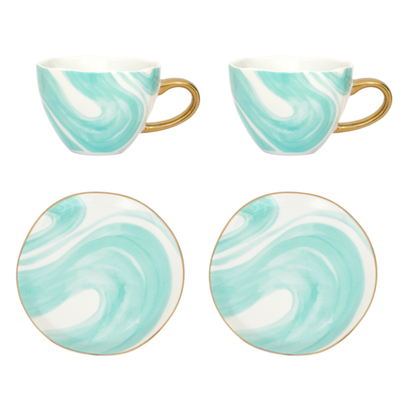 Urban Nature Culture Good Morning Cup Cappuccino/Tea and Plate Valuri emerald green, set of 4, in gift pack (kopie) - Afbeelding 4