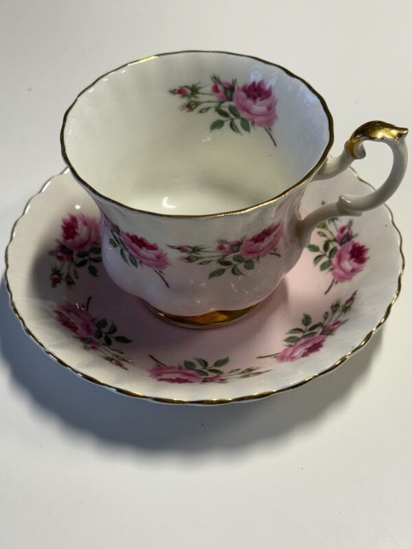 Royal Albert Bone China Theekopje en Schotel (4365 Roze Bloemen) - Engeland ca 1962 - Afbeelding 5