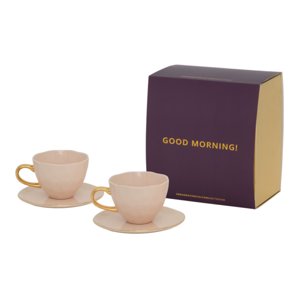 Urban Nature Culture Good Morning Cup Cappuccino/Tea and Plate old pink, set of 4, in gift pack - Afbeelding 3