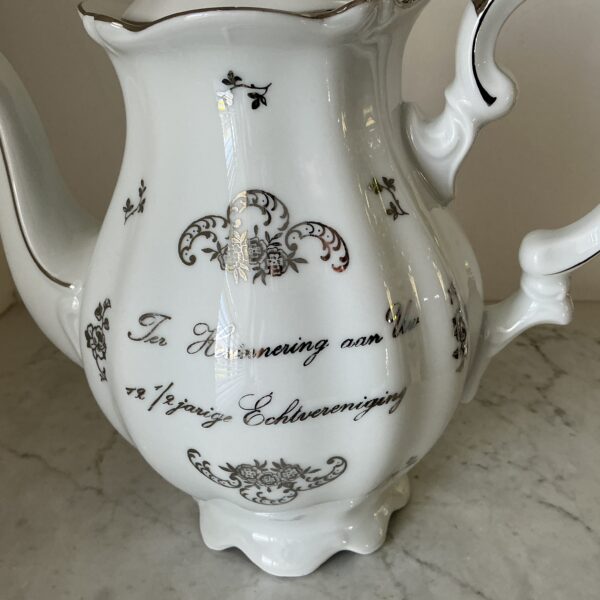Vintage Bavaria Kronester porseleinen Koffiekan voor 12,5 jarig huwelijk - Afbeelding 2