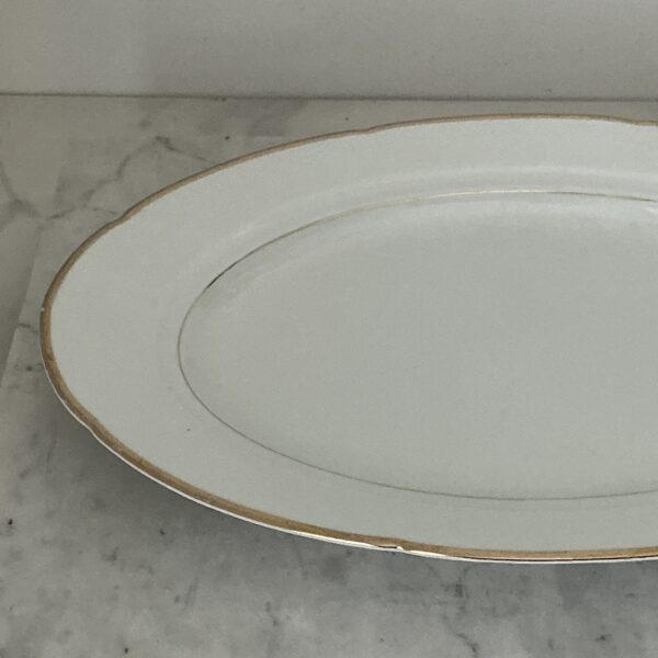 Vintage Bavaria Senta ovaal serveersbord wit met gouden rand 32,5x 21,5 x3cm - Afbeelding 2