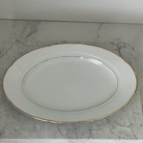 Vintage Bavaria Senta ovaal serveersbord wit met gouden rand 32,5x 21,5 x3cm - Afbeelding 3