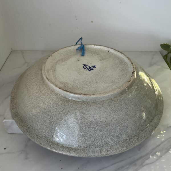 Grote Delfts Blauwe VOC Schotel – 39,5 cm – Vintage Aardewerk met Craquelé – Verenigde Oost-Indische Compagnie - Afbeelding 3