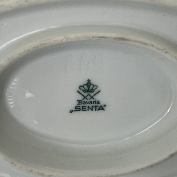 Vintage Bavaria Senta sauskom met lepel wit met gouden rand - Afbeelding 4