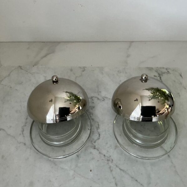 Vintage botervloot met verzilverde deksel (set van 2) - Afbeelding 5