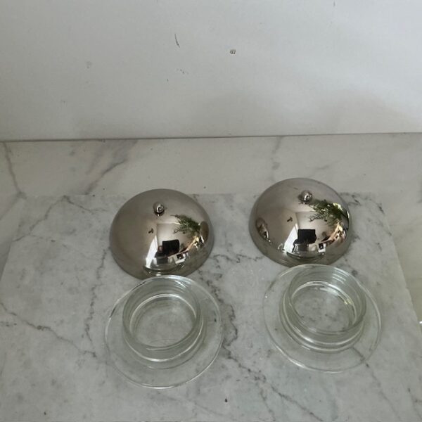 Vintage botervloot met verzilverde deksel (set van 2) - Afbeelding 6