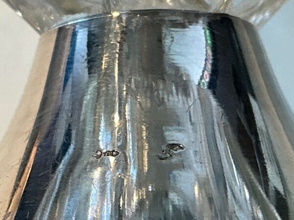 Vintage kristallen glas op zilveren voet 835 - Afbeelding 5