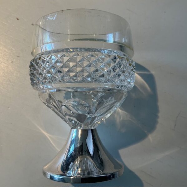 Vintage kristallen glas op zilveren voet 835 - Afbeelding 2