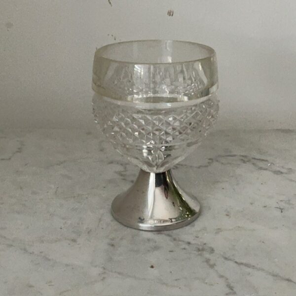 Vintage kristallen glas zilveren voet