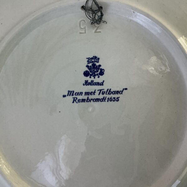 Delfts blauw wandbord "man met tulband" 29,5cm - Afbeelding 3