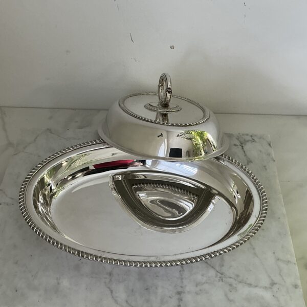✨Vintage verzilverde serveerschaal met deksel – ca. 1930–1950 – klassiek Engels tafelzilver - Afbeelding 2
