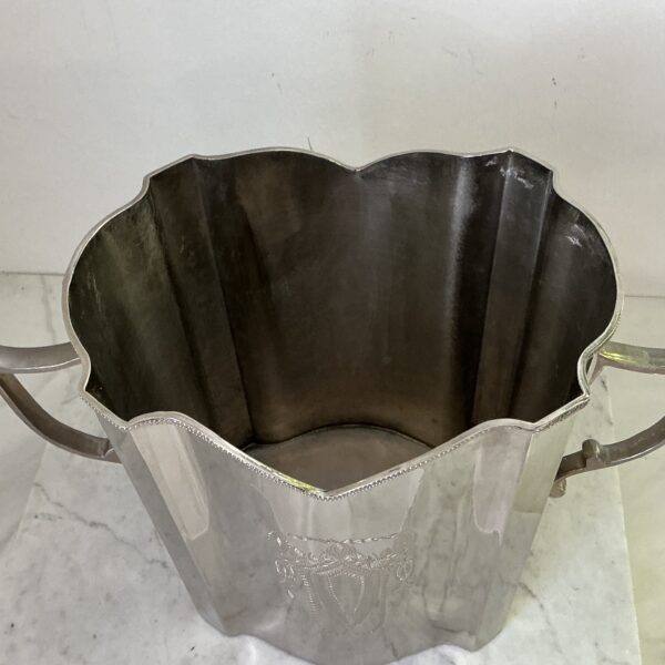 Vintage Grote metalen wijnkoeler / champagnekoeler – 22 cm – klassiek gegraveerd – glanzende afwerking - Afbeelding 7