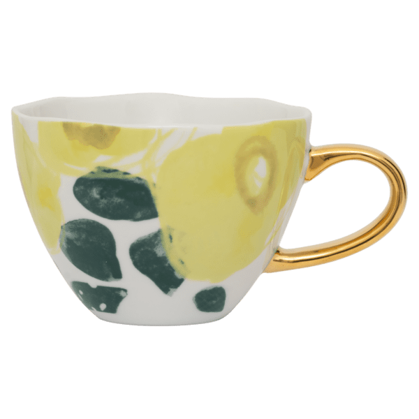 🌿 Urban Nature Culture Good Morning Cup – Cappuccino/Thee Ø11 cm – Floral Art, Limelight ☕💛 - Afbeelding 4