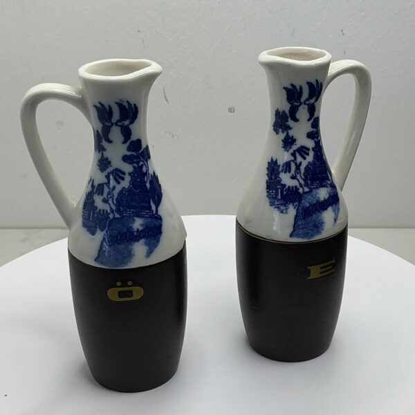 Vintage olie- en azijnstel Blue Willow
