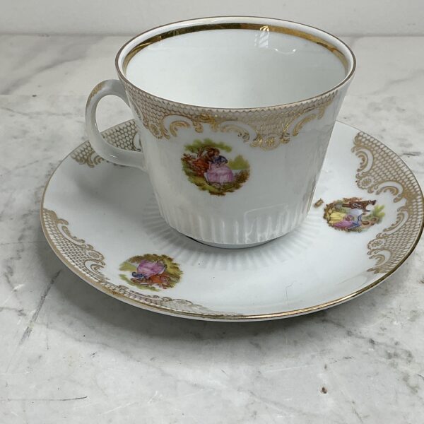 Vintage kop en schotel Bavaria Wunsiedel – Romantisch Rococo-design (ca. 1950) - Afbeelding 3