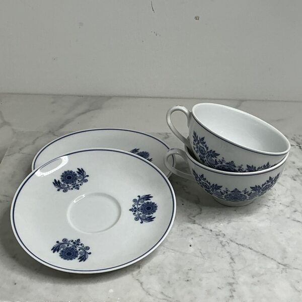 Mosa Maastricht kop en schotel – blauw wit porselein – Set van 2 - Douwe Egberts – vintage servies jaren ’70) - Afbeelding 5