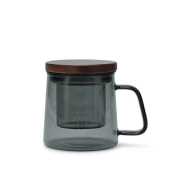 Salt & Pepper Luma Mok 37 cl met Glazen Filter en Deksel – Grijs