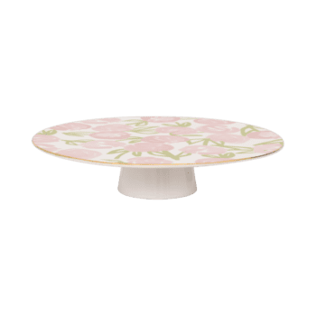 Kenmerken Merk: Urban Nature Culture Collectie: Good Morning Product: Cake stand / taartstandaard Model: Palesa Kleur: Flamingo pink / roze Materiaal: Stoneware (keramiek) Afmetingen: Ø 29 cm × 5,7 cm Vaatwasserbestendig: Nee Magnetronbestendig: Nee Ovenbestendig: Nee Afwerking: Handgeschilderde florale decoratie met gouden rand Bijzonderheden: Handgemaakt, elk exemplaar is uniek