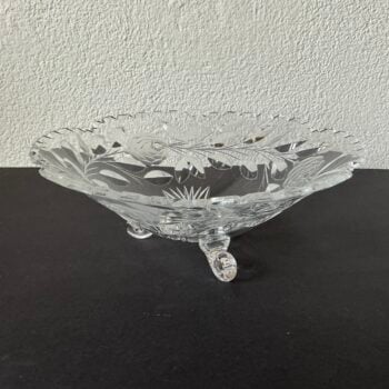 Vintage Kristallen Fruitschaal op Pootjes – Geëtste Rozen – Ø 25 cm