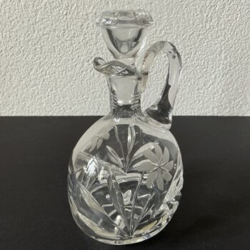 Vintage ovale kristallen karaf met stop – Geslepen kristal 17 cm