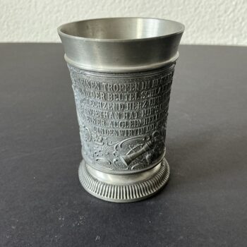 Vintage Frieling Zinn Tinnen Borrelbeker 8 cm – Duits Reliëf