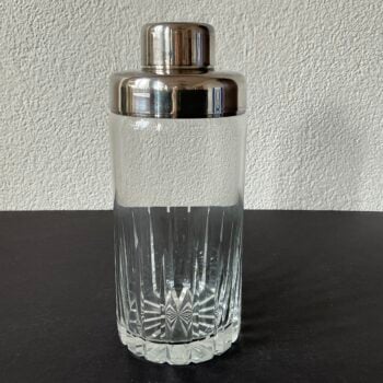 Vintage kristallen cocktailshaker met verzilverde hals – Art Deco stijl