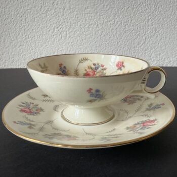 Bavaria Hertel Jacob Theekop en Schotel | Rozen & Goudrand | Vintage Porselein